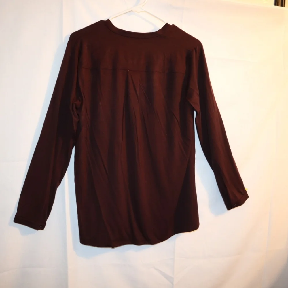 Eileen Fisher Burgundy Tencil Blend Long Sleeve Top Size Small - Picture 4 of 8